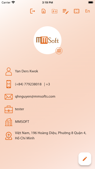 Ảnh chụp màn hình của eNameCard